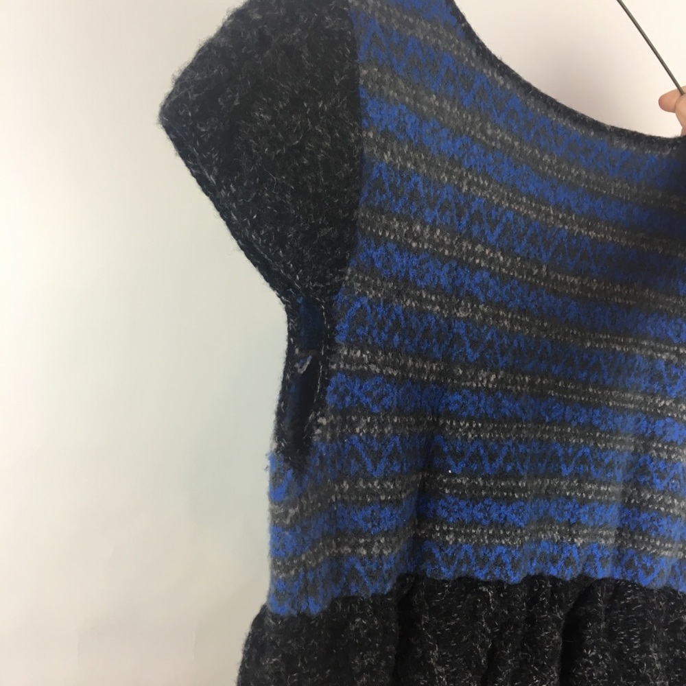 Free People Blue Black Striped Wool Top - E35 - Picture 4 of 7